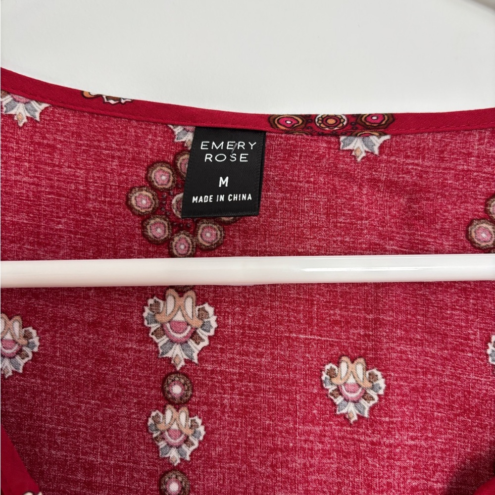 Red Patterned Long Sleeve Dress - Picture 3 of 4